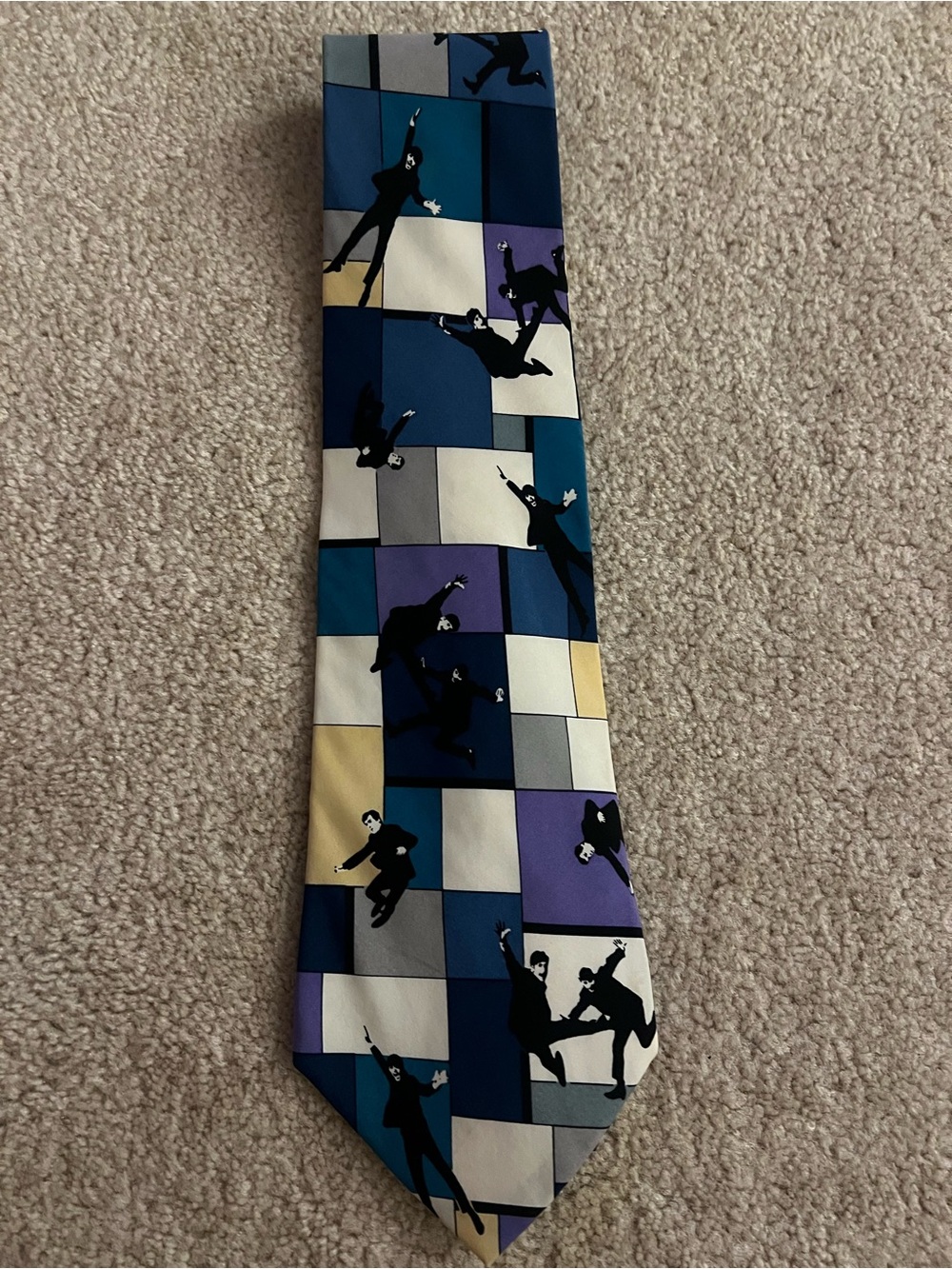 Men's Patterned Blue Multi-Color  the Beatles Tie